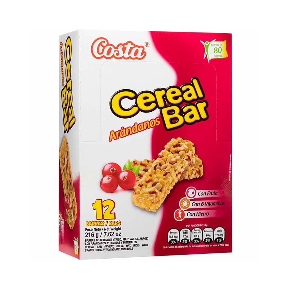 Cereal bar arandano 18 gr x 12 und Costa