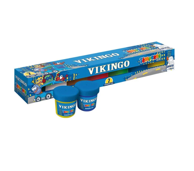 Tempera 30ml x 7 und  pincel paleta Vikingo