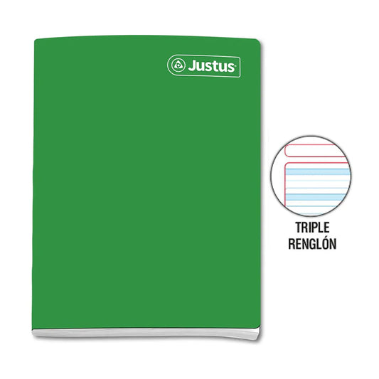 Cuaderno engrapado triple raya A4 80 hojas Justus