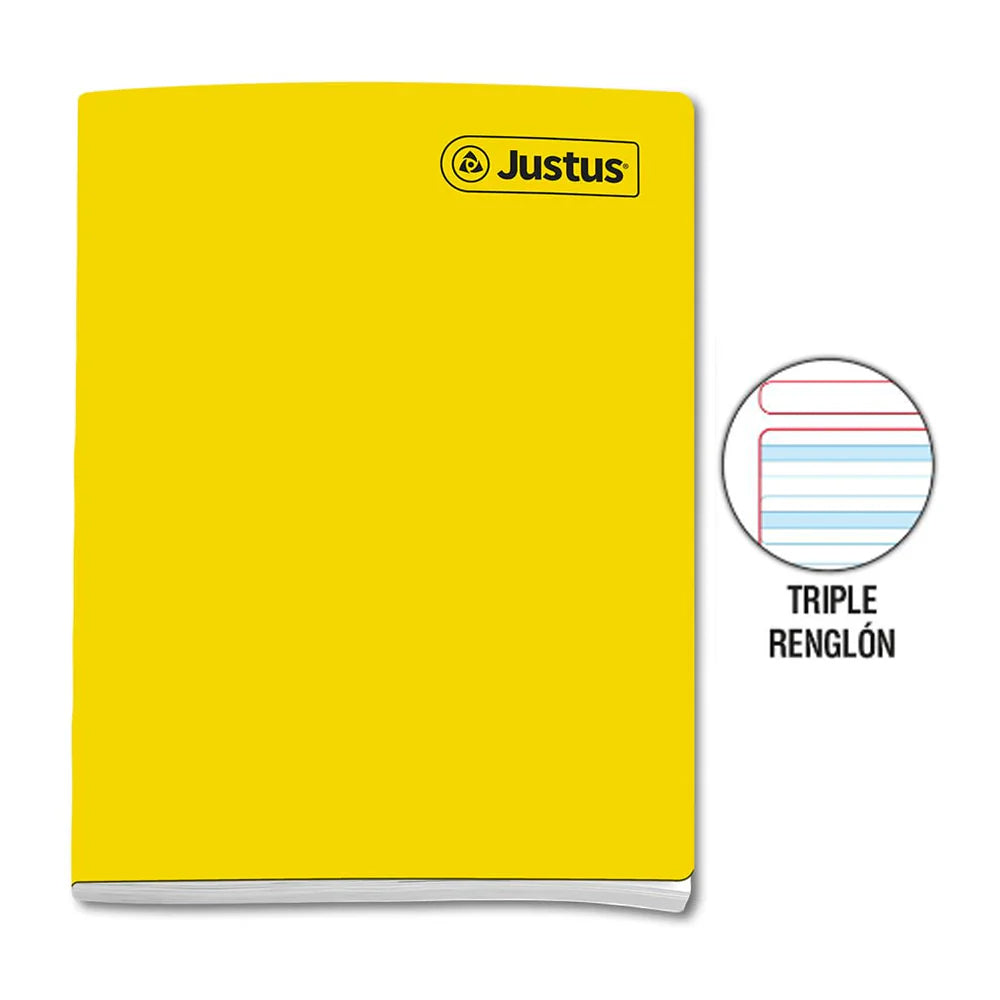 Cuaderno engrapado triple raya A4 80 hojas Justus