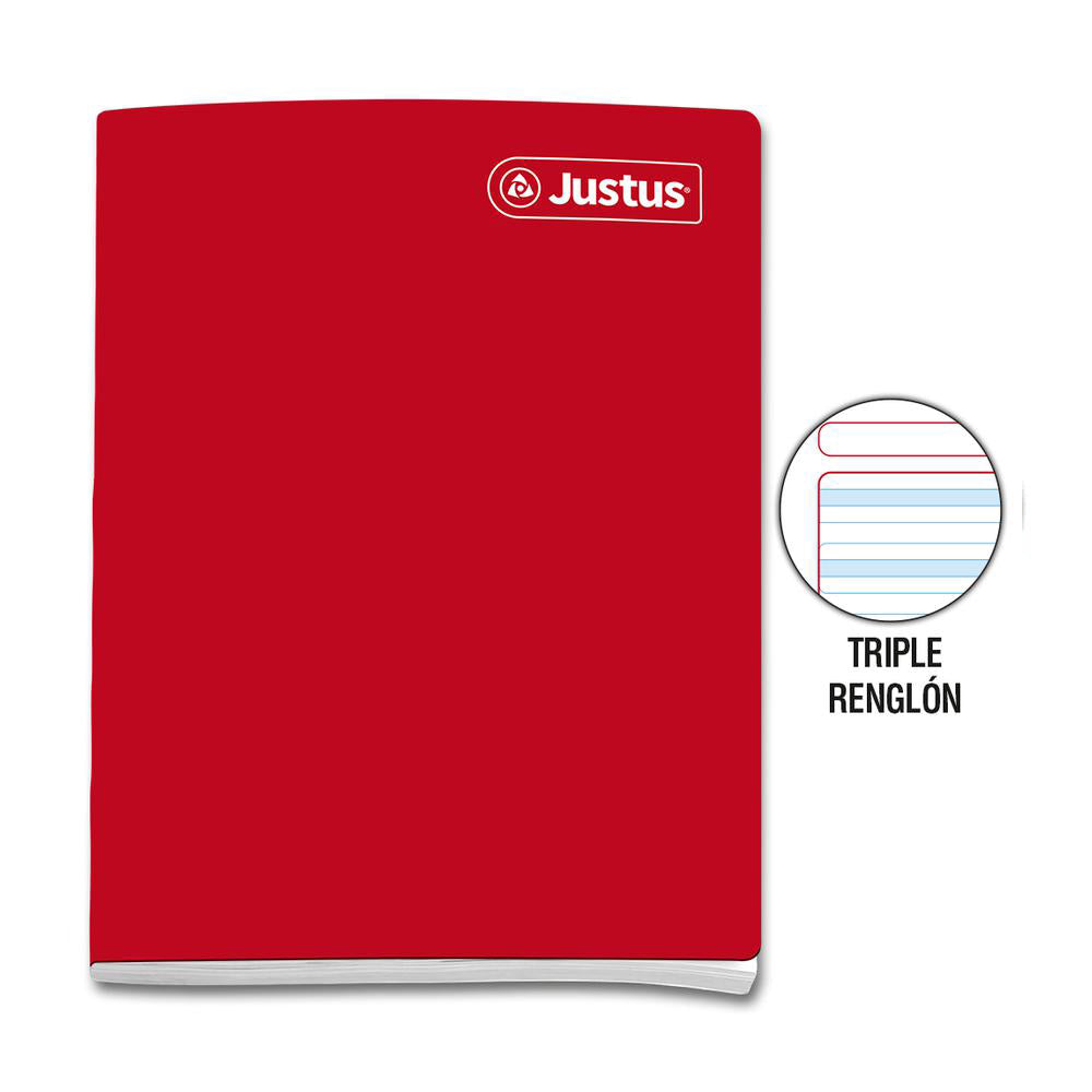 Cuaderno engrapado triple raya A4 80 hojas Justus