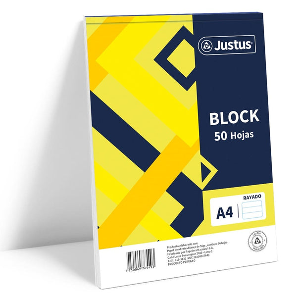 Block rayado A4 50 hojas Justus