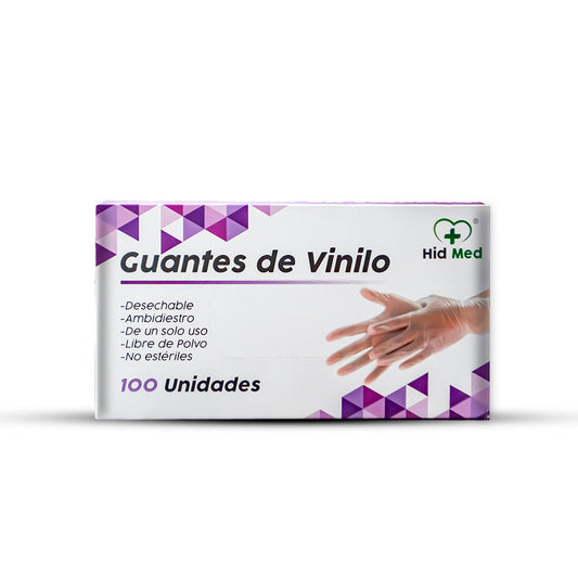 Guantes de vinilo x 100 und talla S Hid Med