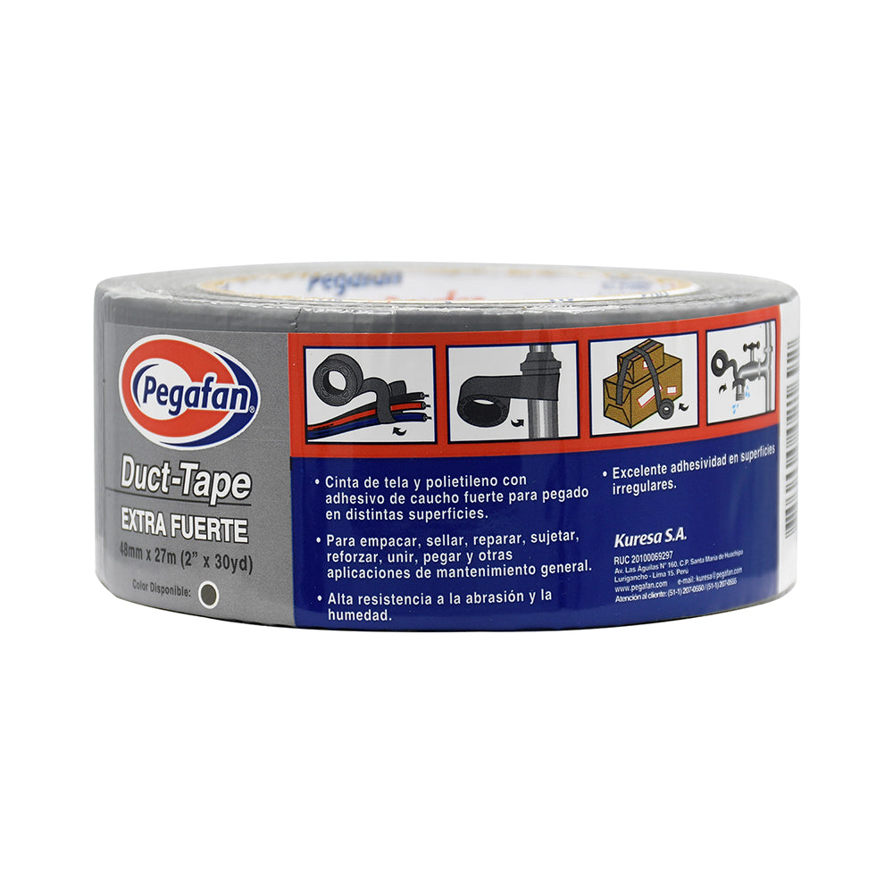 Cinta adhesiva duct tape 2 pulgadas x 30 yardas color plomo Pegafan