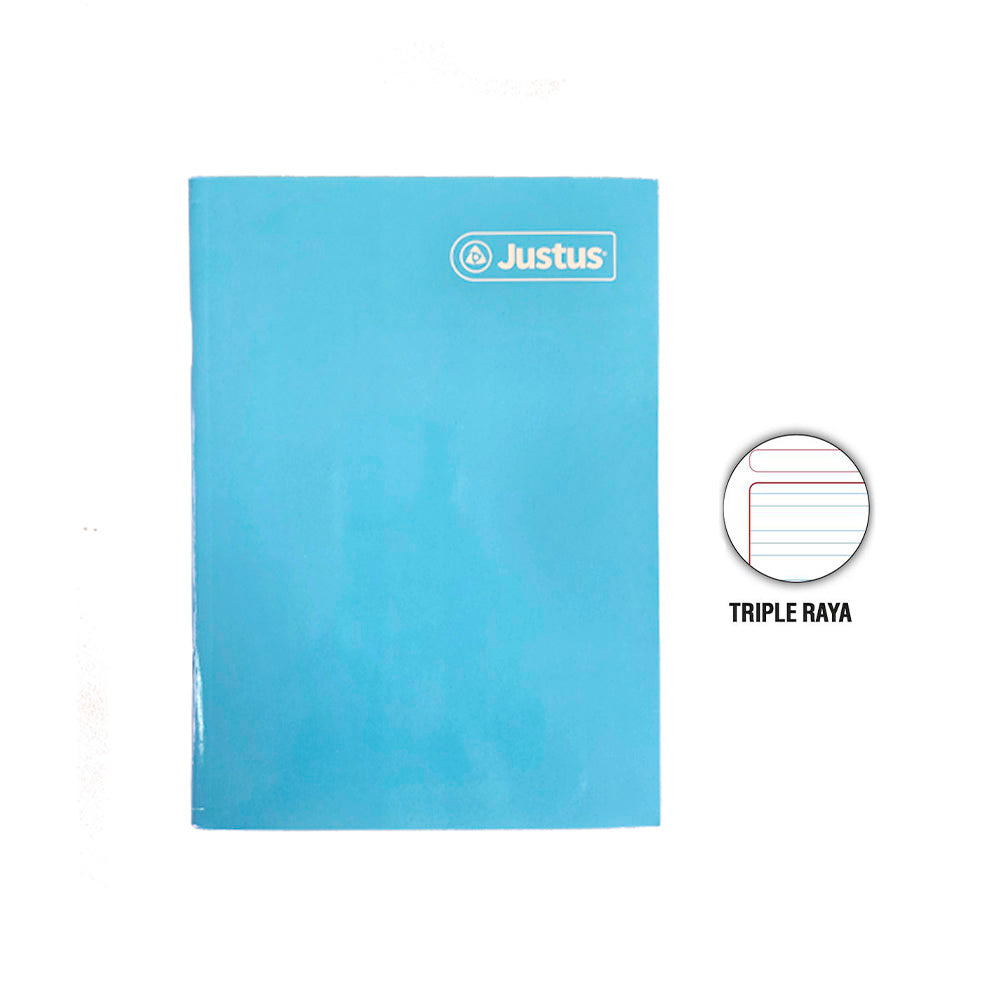 Cuaderno engrapado triple raya max A4 80 hojas con stickers Justus
