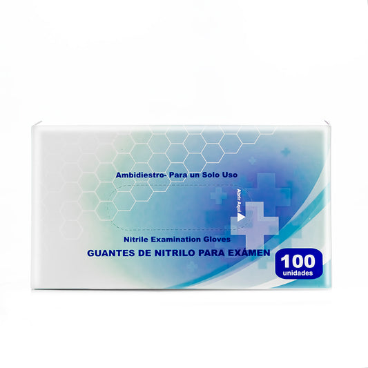 Guantes nitrilo celeste x 100und talla M Alkhopar