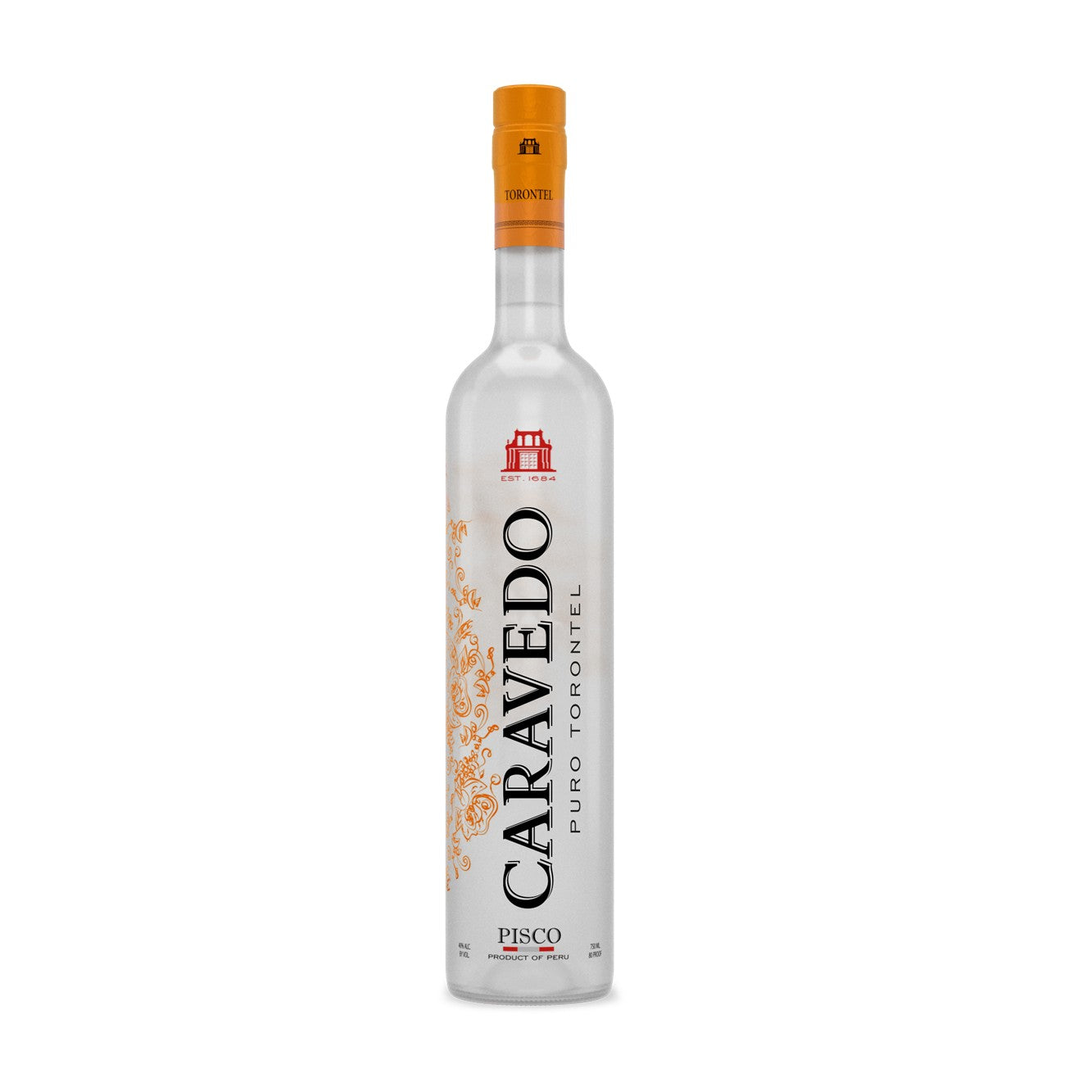 Pisco puro Torontel 500 ml con envoltura tubular La Caravedo