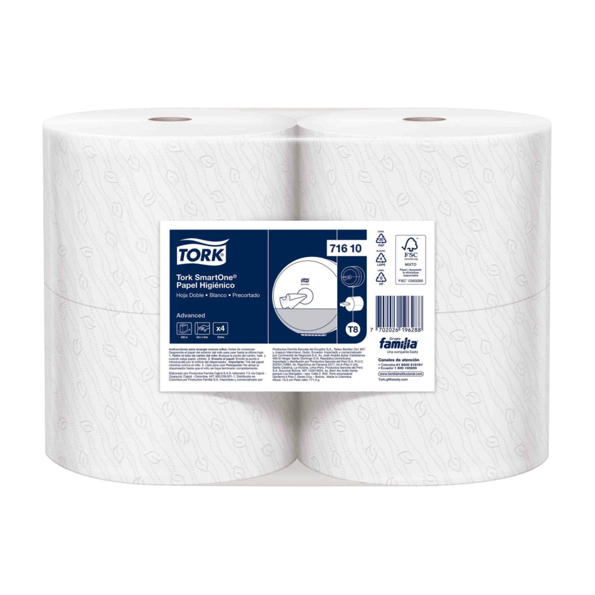 Papel higiénico Jumbo Económico 1 hoja 500 m x 4 rollos Tork