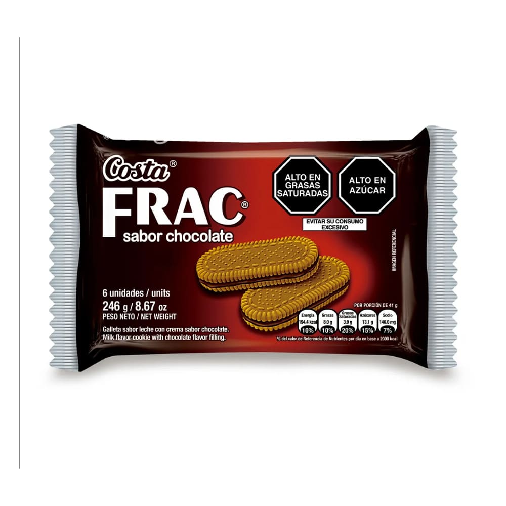 Galleta frac chocolate 41 gr pack x 6 un Costa