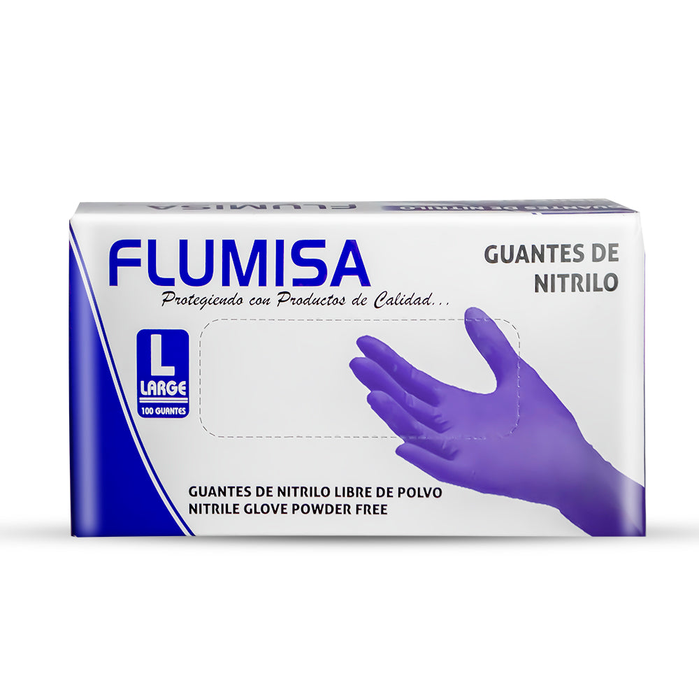 Guantes nitrilo 4.7 gramos x 100 unidades talla L Flumisa