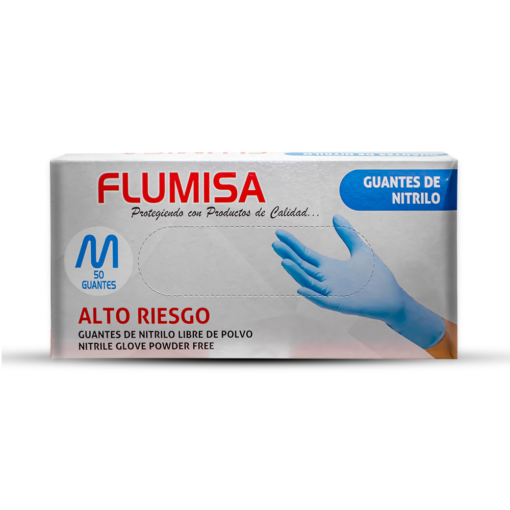 Guantes nitrilo 10 gramos x 50unidades talla M flumisa