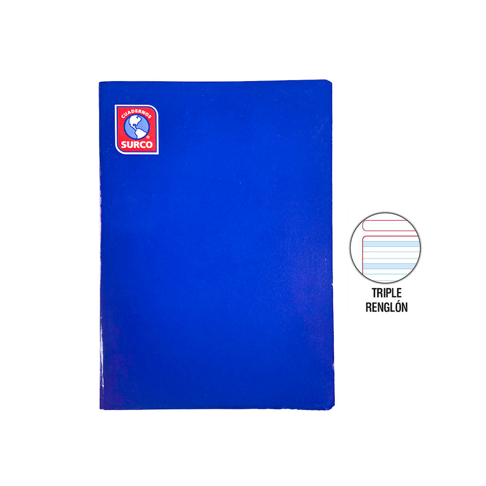 Cuaderno engrapado triple renglón A4 72 hojas con sombra Surco
