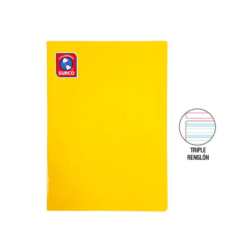 Cuaderno engrapado triple renglón A4 72 hojas con sombra Surco