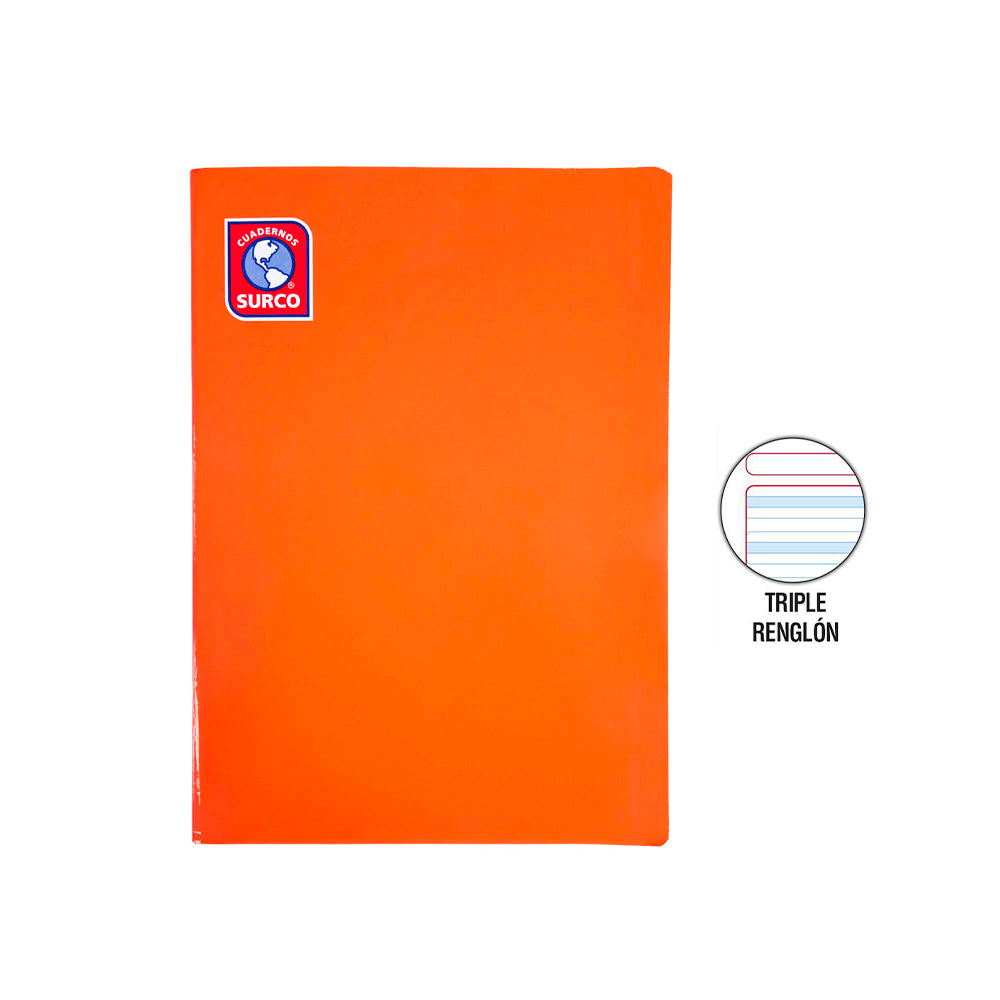 Cuaderno engrapado triple renglón A4 72 hojas con sombra Surco