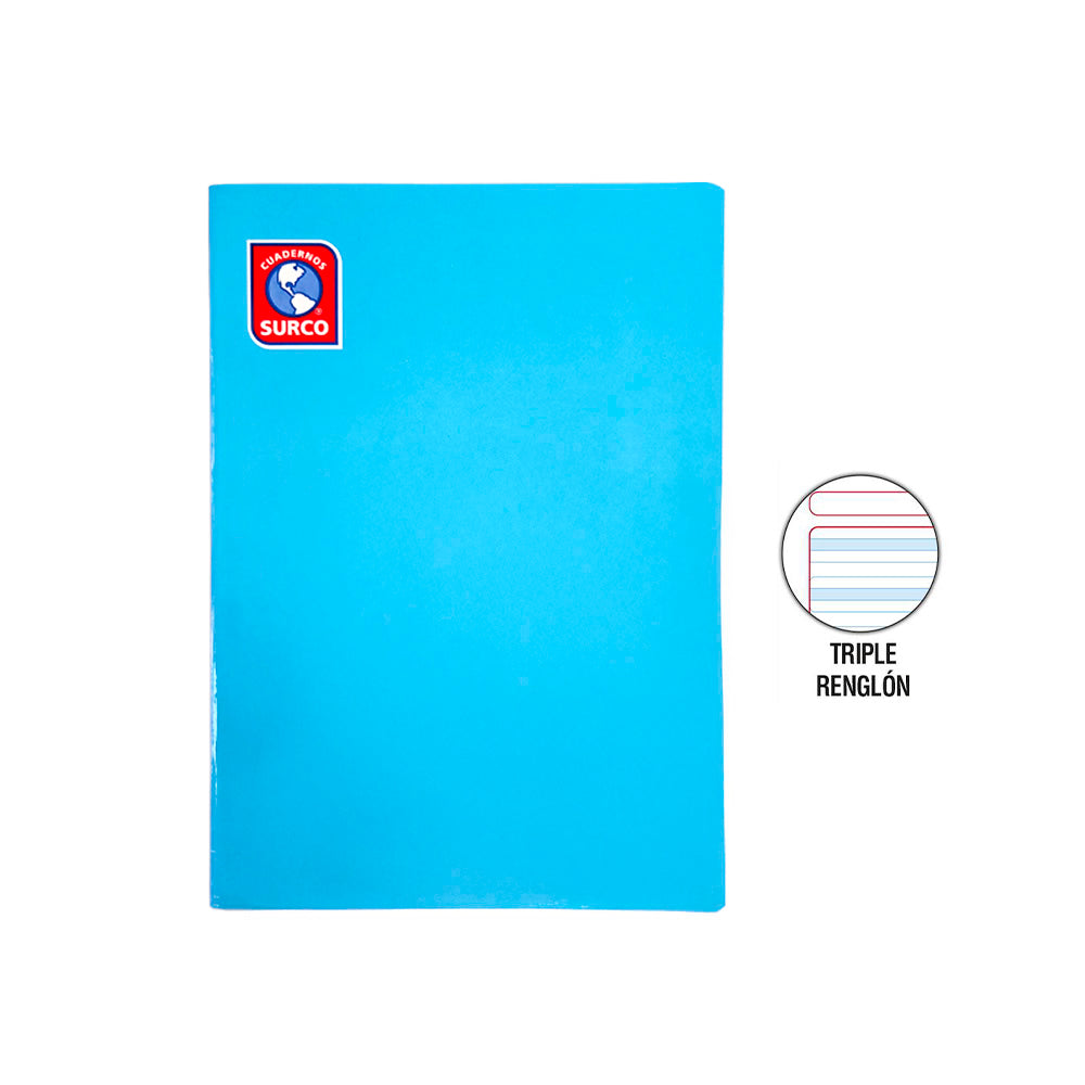 Cuaderno engrapado triple renglón A4 72 hojas con sombra Surco