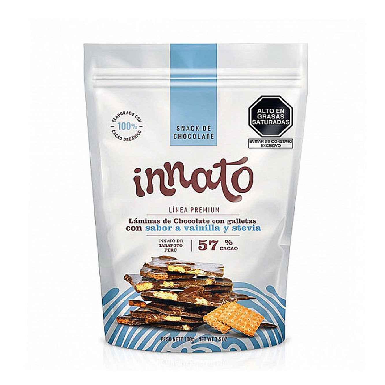 Chocolate en laminas con galleta 100gr Innato
