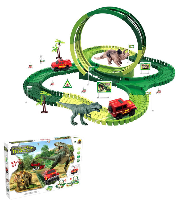 Pista de carrera con loop dinosaurio