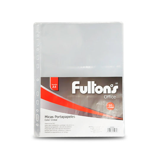 Mica portapapel transparente A4 x 10 unidades Fultons