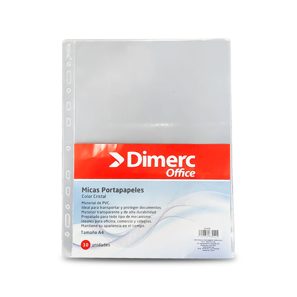 Mica portapapel transparente A4 x 10 unidades Dimerc