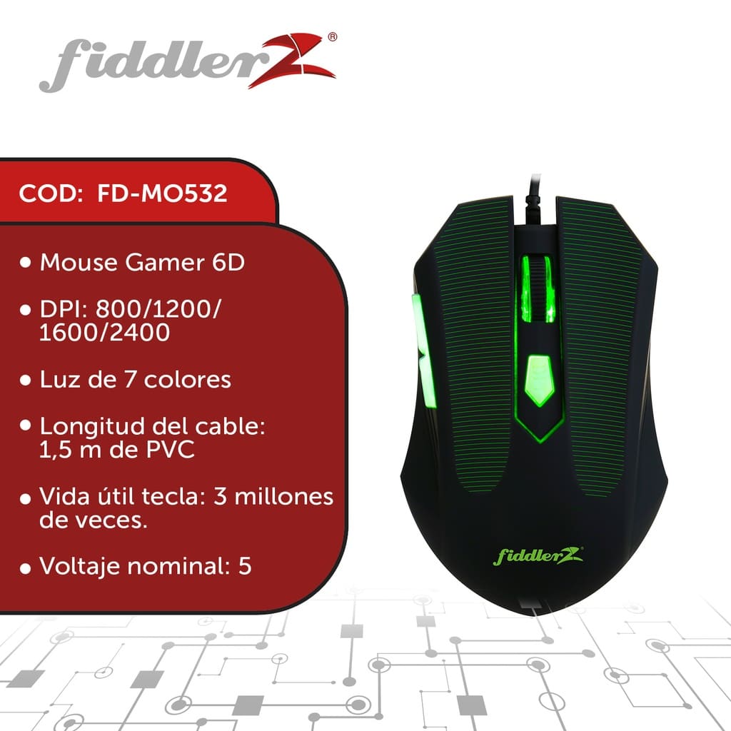 Mouse Fiddler Gaming 6D RBG Lighting