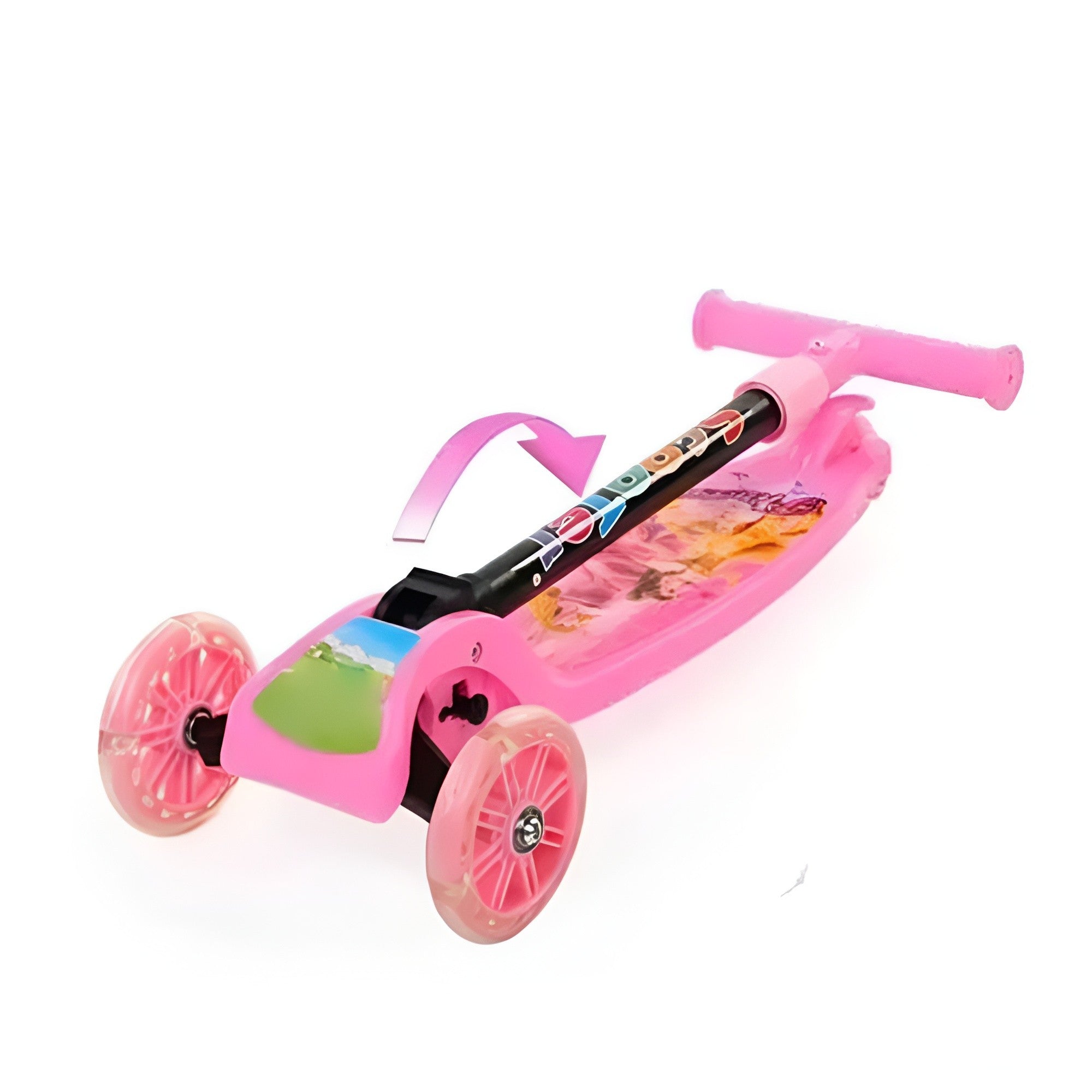 Scooter plegable rosado/verde surtido