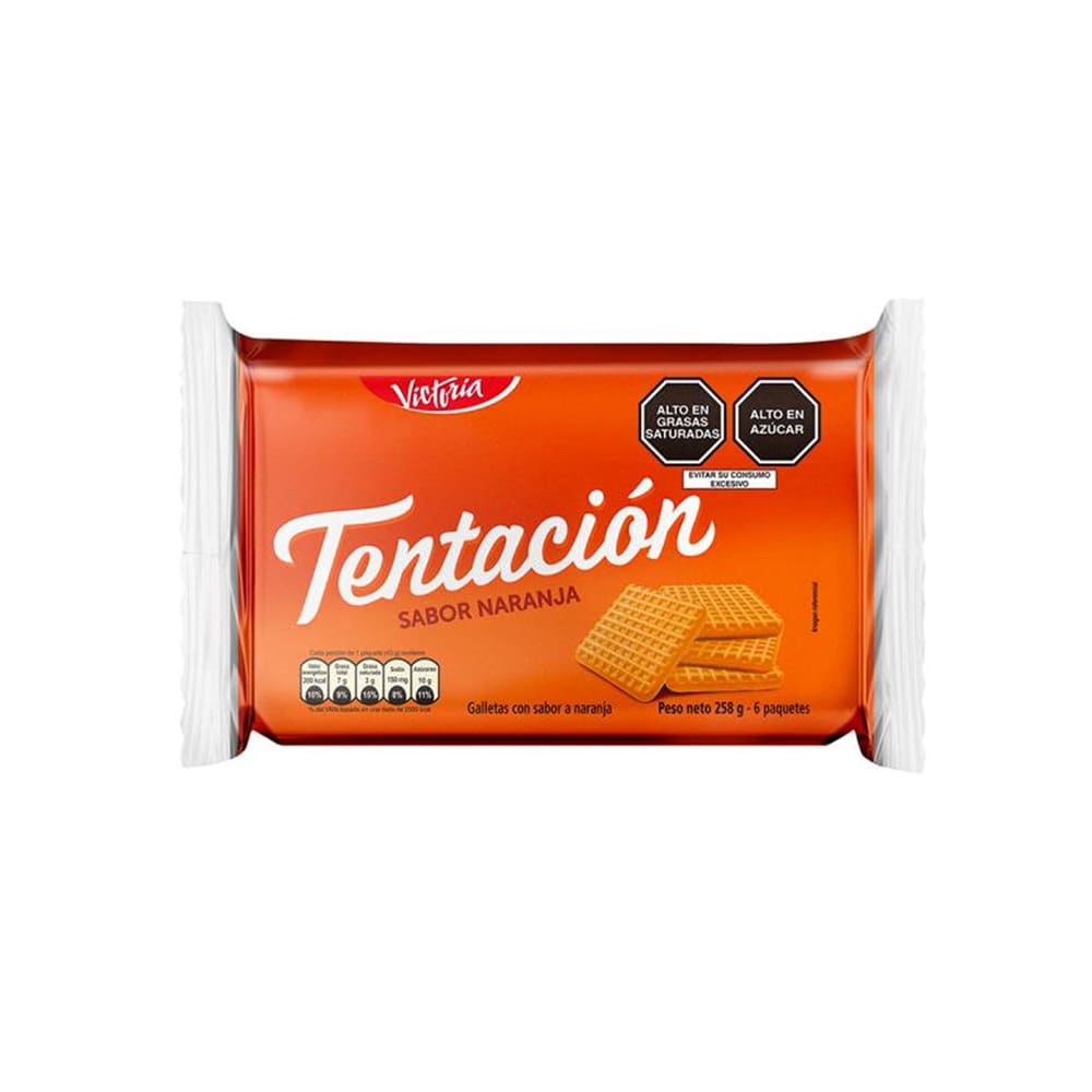 Galleta Tentacion naranja 43 gr x  6 und Victoria