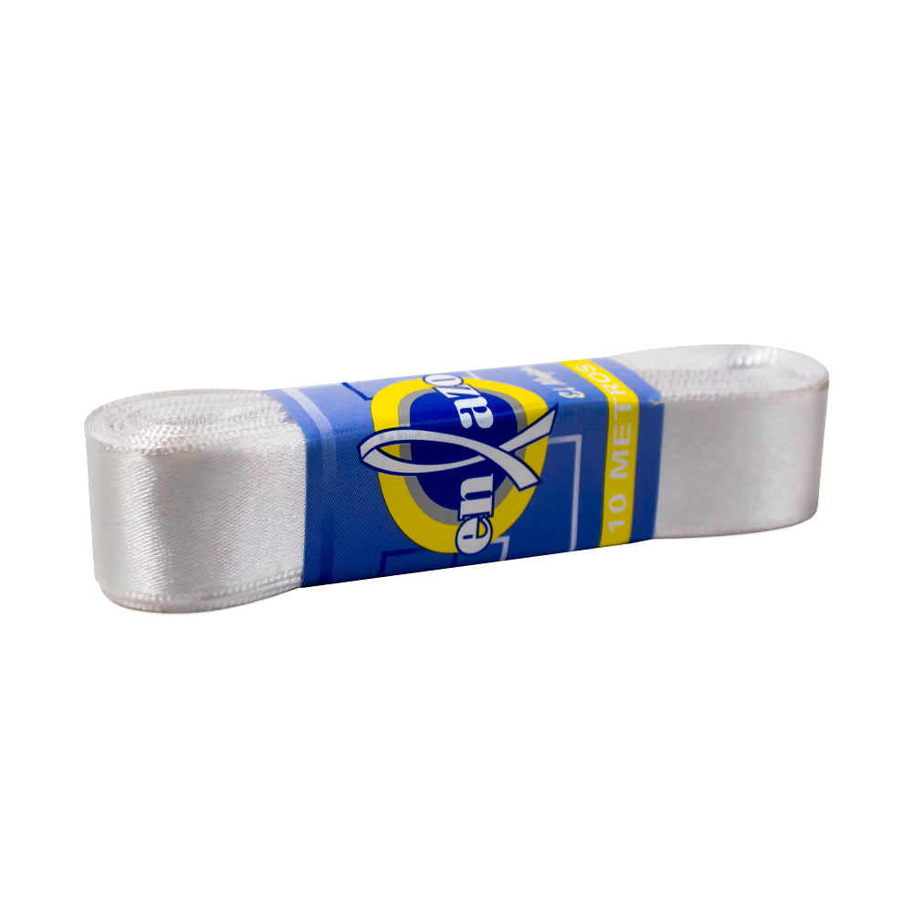 Cinta satinada blanco 2.5cm rollo x 10 metros