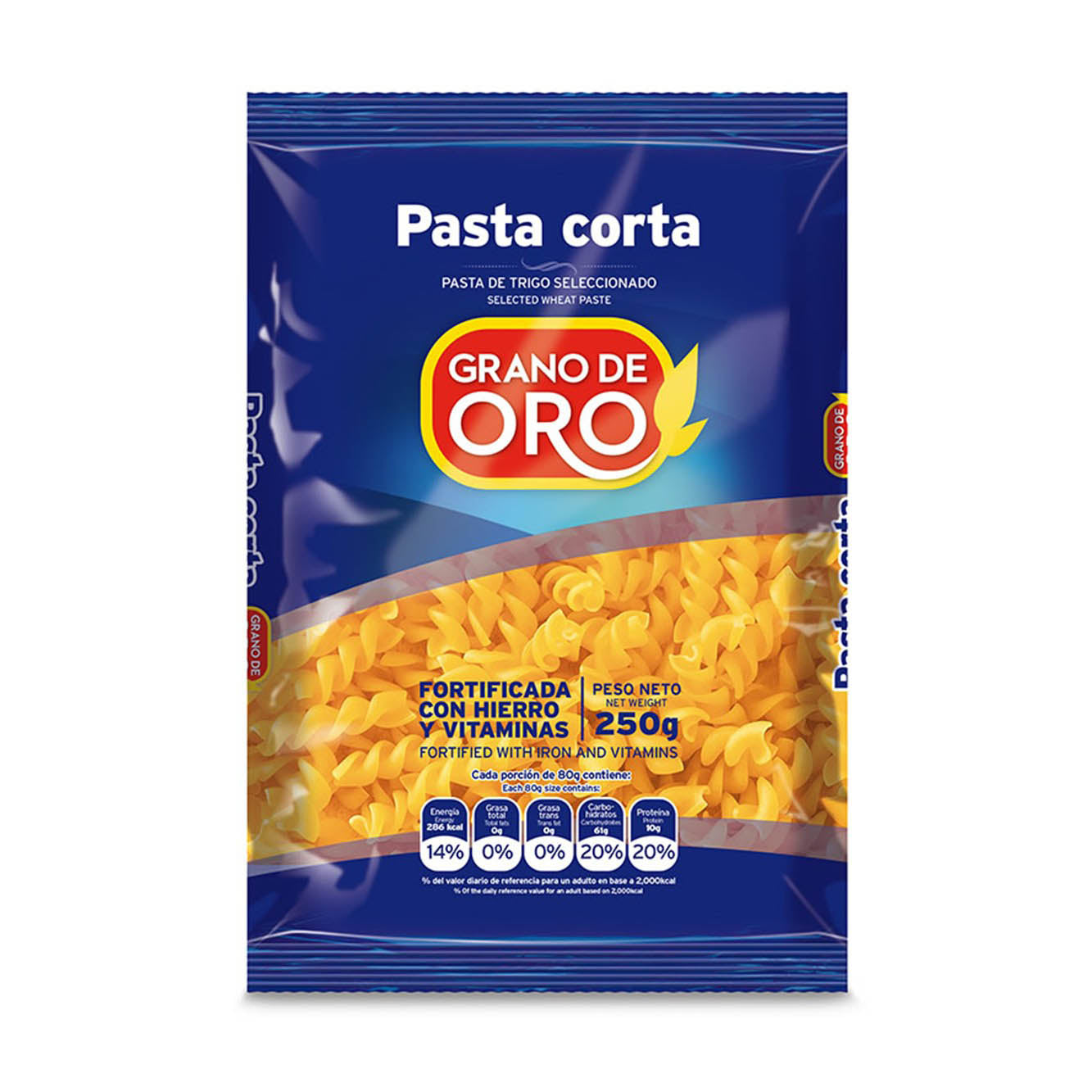 Fideo tornillo 250 gr Grano de Oro