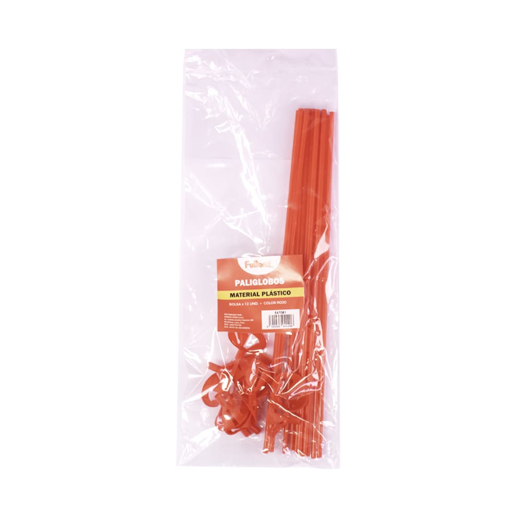 Paliglobos de plástico rojo x 12 unidades