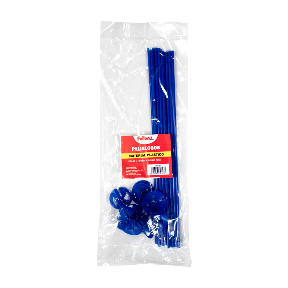 Paliglobos de plástico azul x 12 unidades