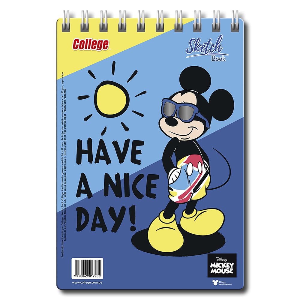 Sketch Book espiral A4 24 hojas niños College