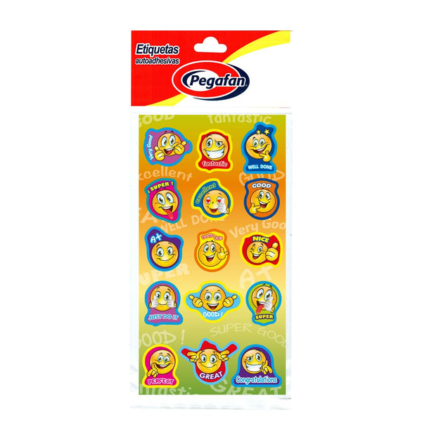 Stickers carita felices en ingles x 45 unidades Pegafan