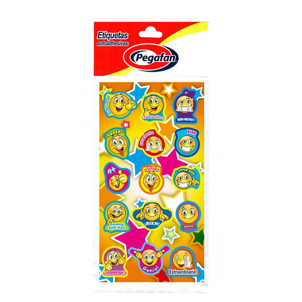 Stickers carita felices español x 45 unidades Pegafan