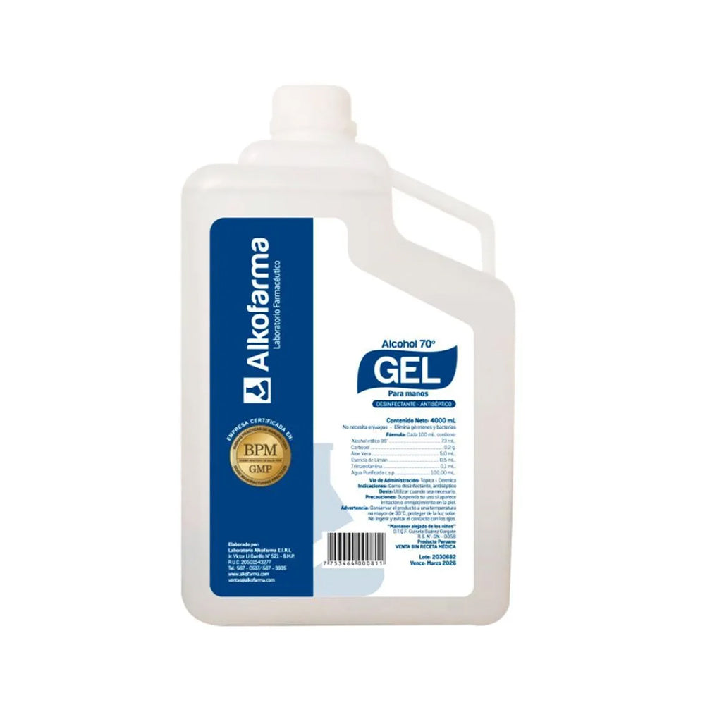 Alcohol 70 gel galon 4 lt Alkofarma