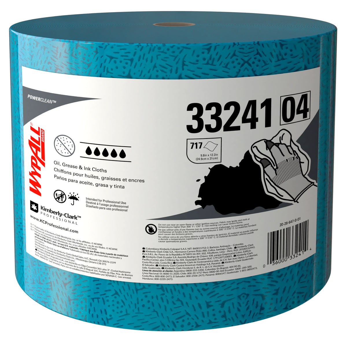 Paños de limpieza grasas y aceite 717 hjs jumbo Wypall