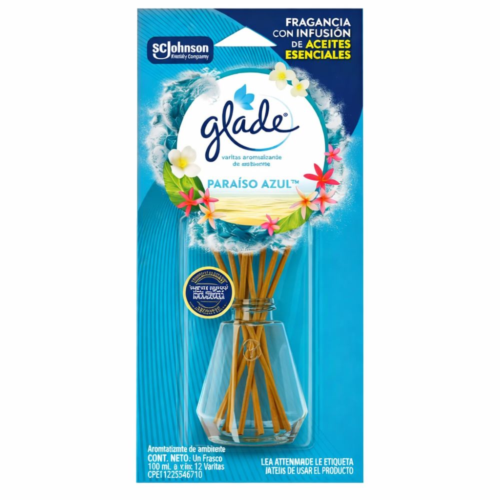 Ambientador varitas paraiso x 100 ml Glade