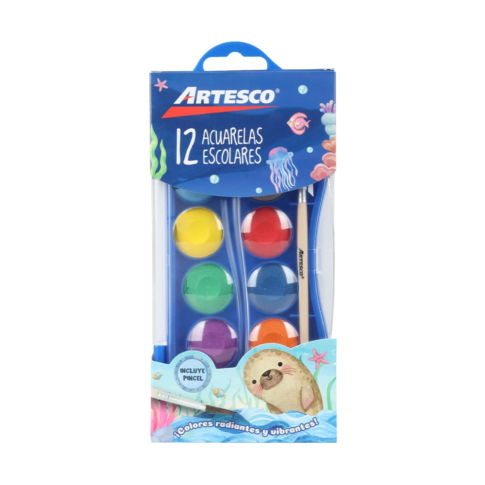 Acuarelas x 12 pastillas Artesco