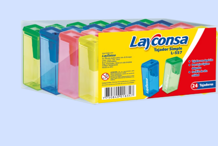 Tajador plástico simple con depósito rectangular modelo 557 Layconsa