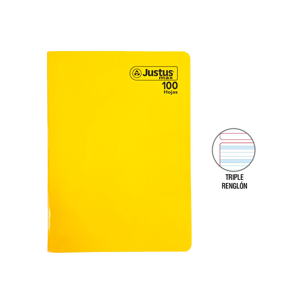 Cuaderno engrapado triple renglón A4 100 hojas sin sombra sin stickers