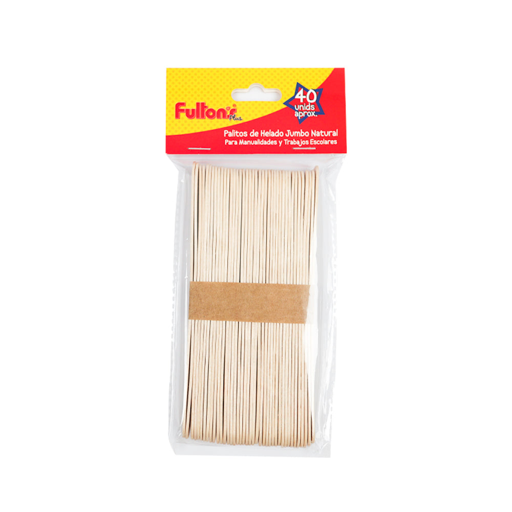 Palito de helado jumbo color natural x40 und Fultons