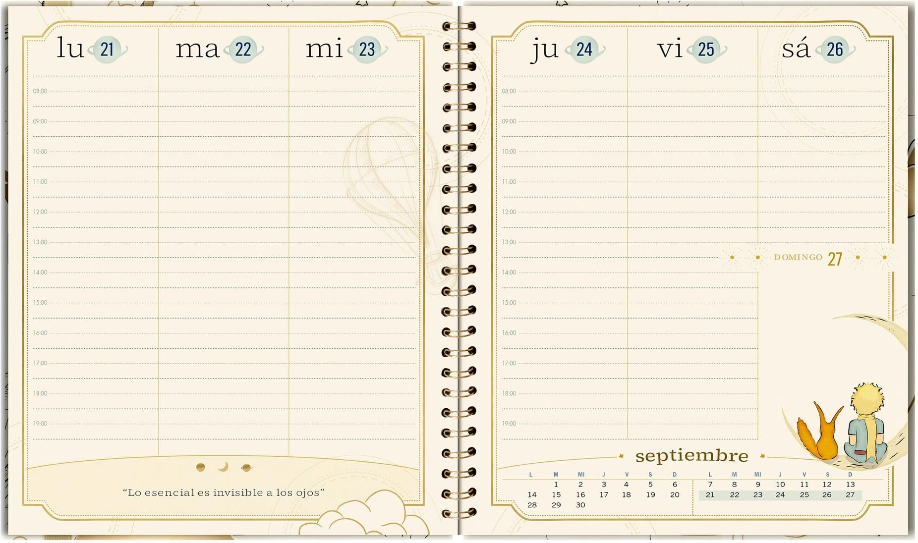 Agenda 2026 principito escritorio semanal espiral