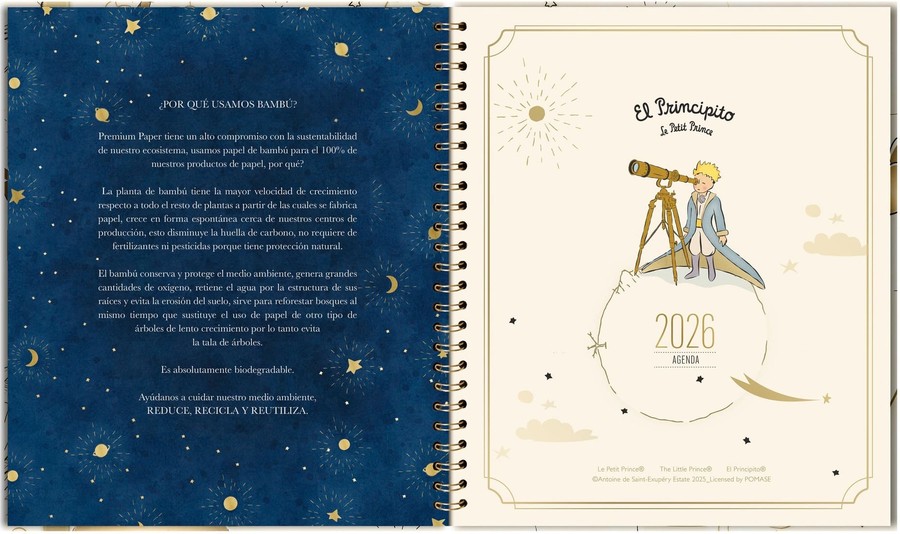 Agenda 2026 principito escritorio semanal espiral