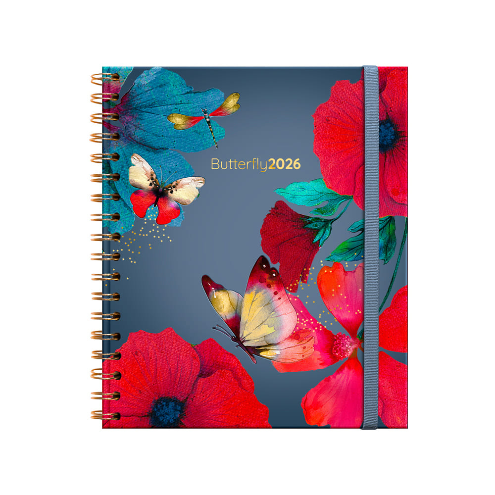 Agenda 2026 Butterfly escritorio dia espiral