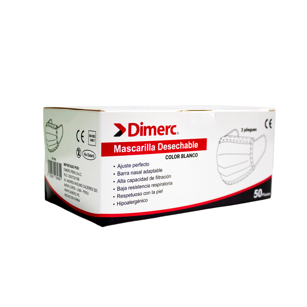 Mascarilla 3 pliegues celeste cn104-c PQ50 Dimerc