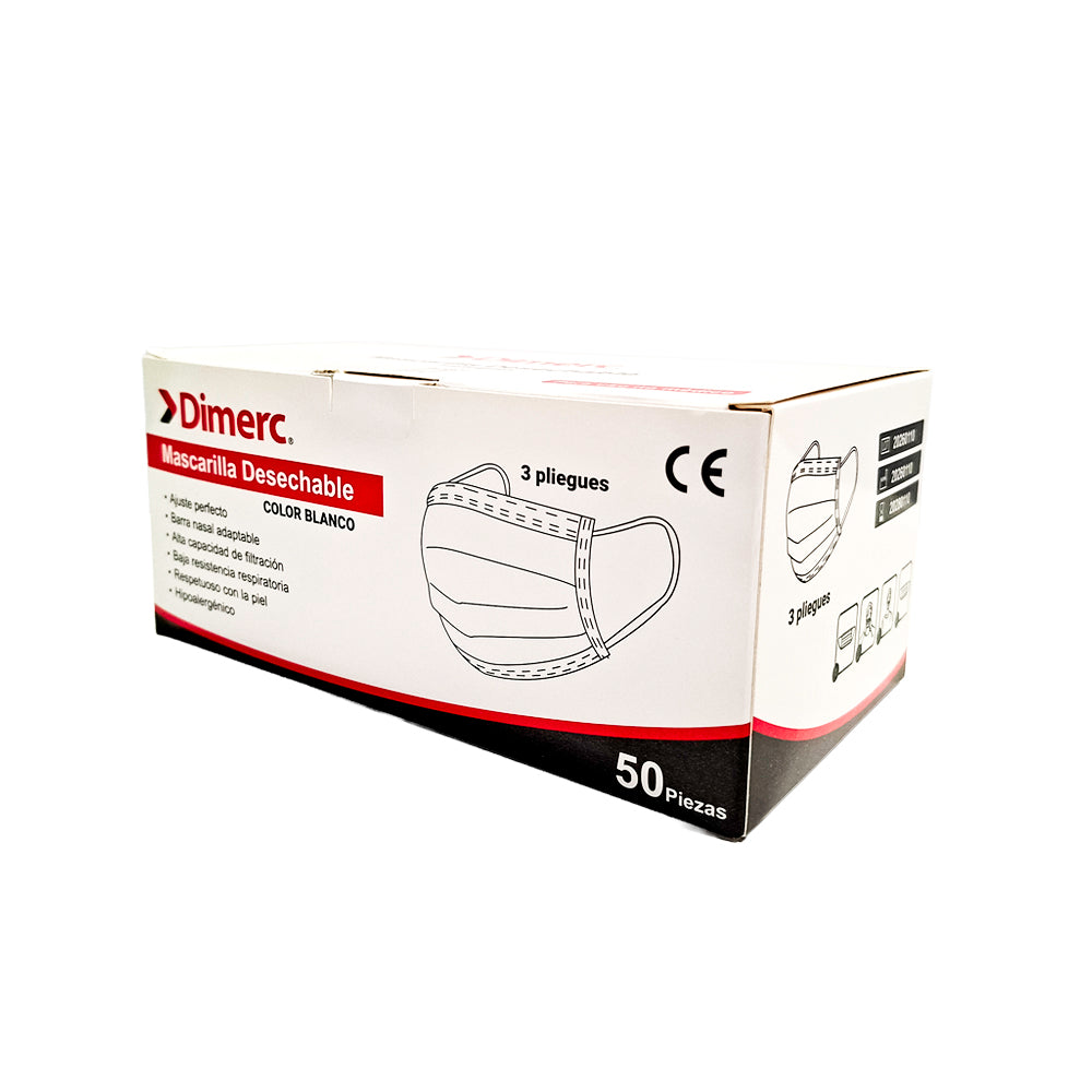 Mascarilla 3 pliegues celeste cn104-c PQ50 Dimerc