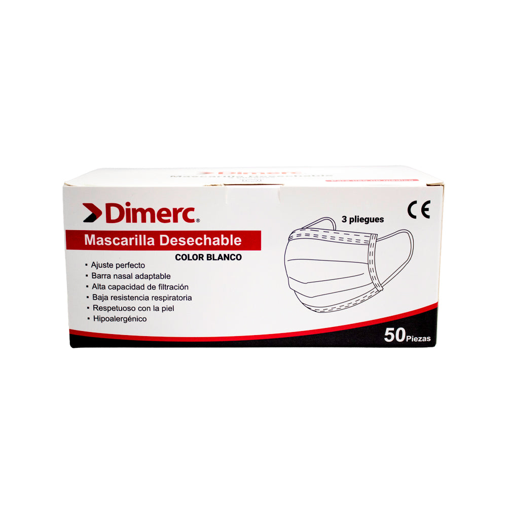 Mascarilla 3 pliegues celeste cn104-c PQ50 Dimerc