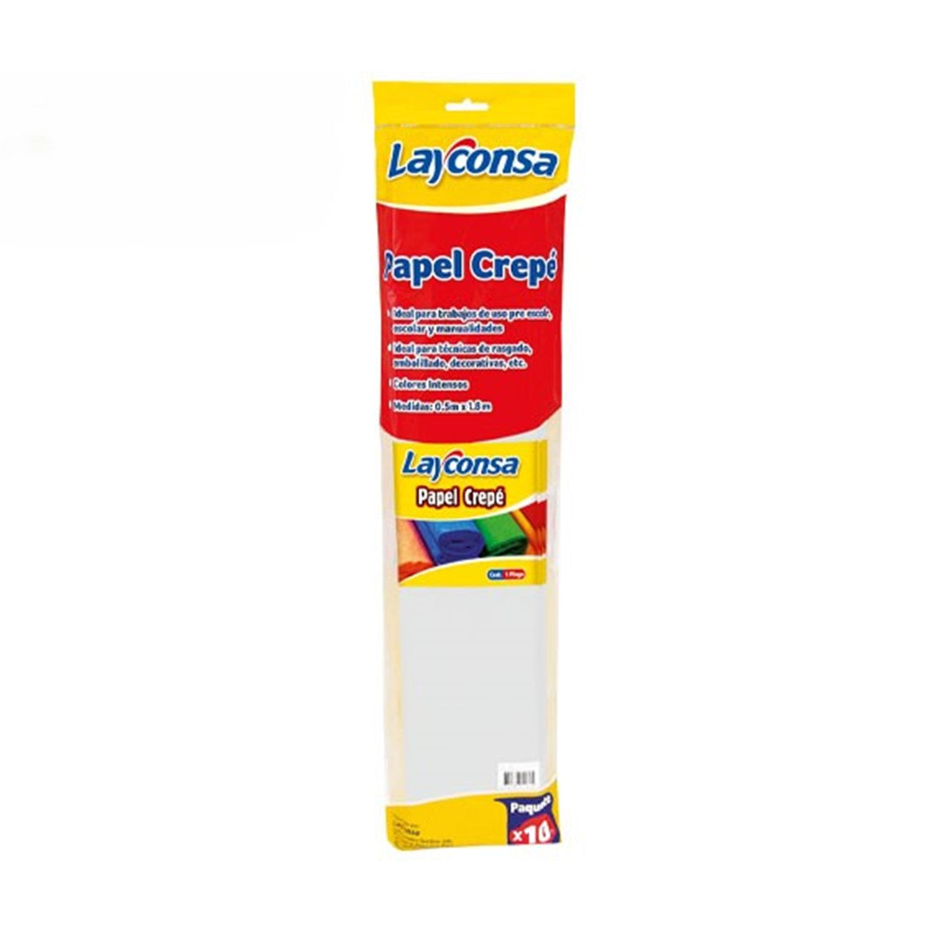 Papel crepe blanco 50 x 160 x10 unidades Layconsa