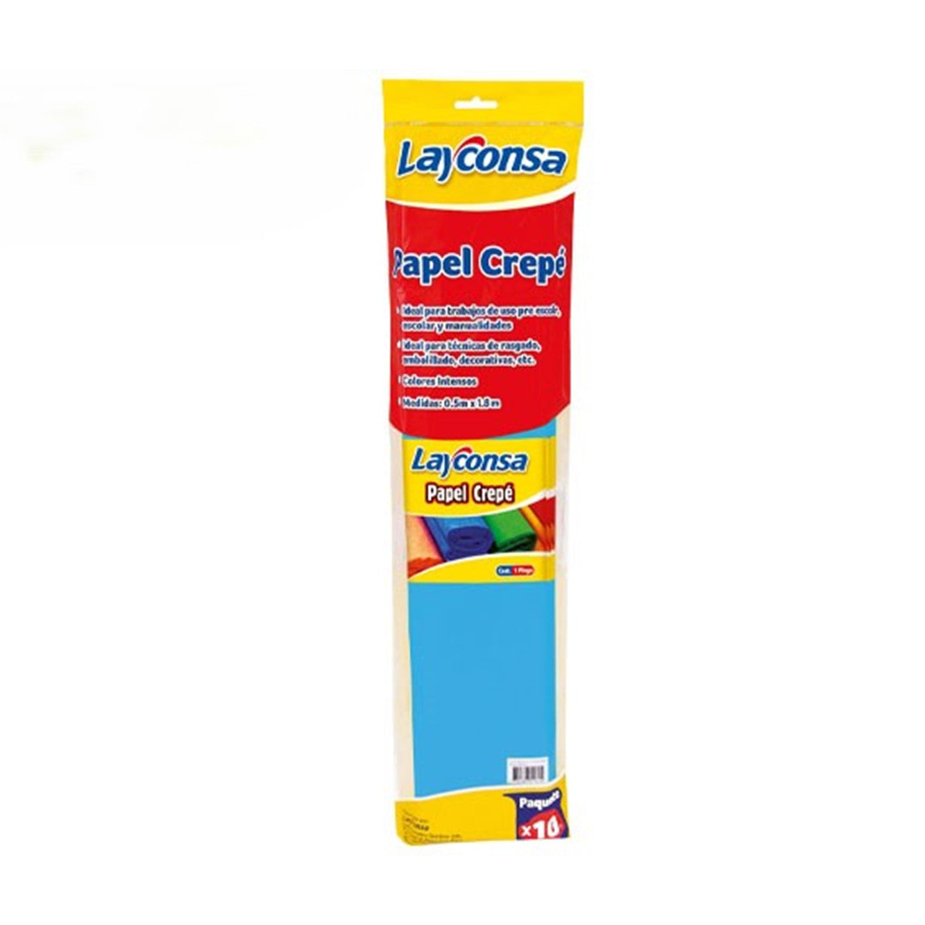 Papel crepe celeste 50x160 10  unidades Layconsa