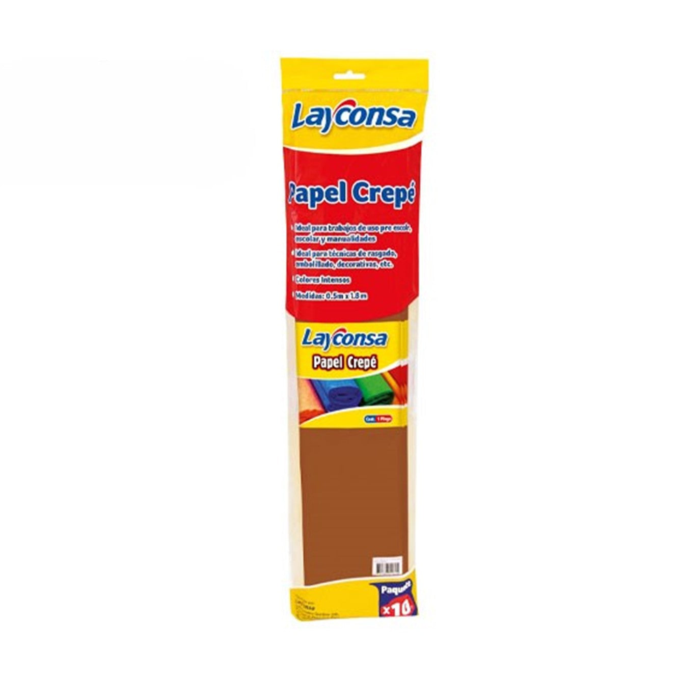 Papel crepe marrón 50 x 160 x10 unidades Layconsa