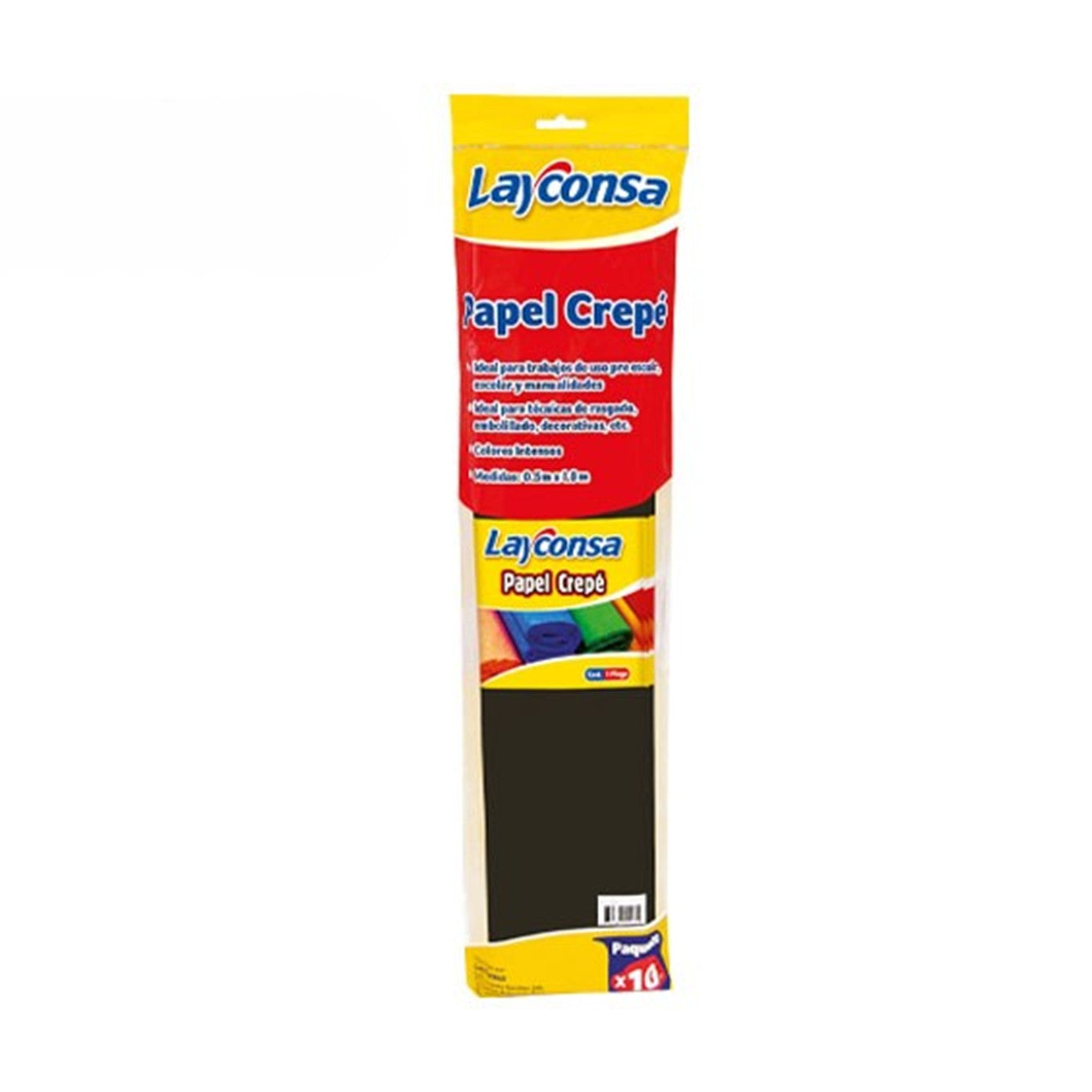 Papel crepe negro 50 x 160 x10 unidades Layconsa